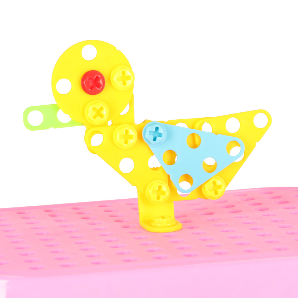 Klocki konstrukcyjne układanka w walizce kreatywna mozaika + wkrętarka jednorożec - obrazek 6