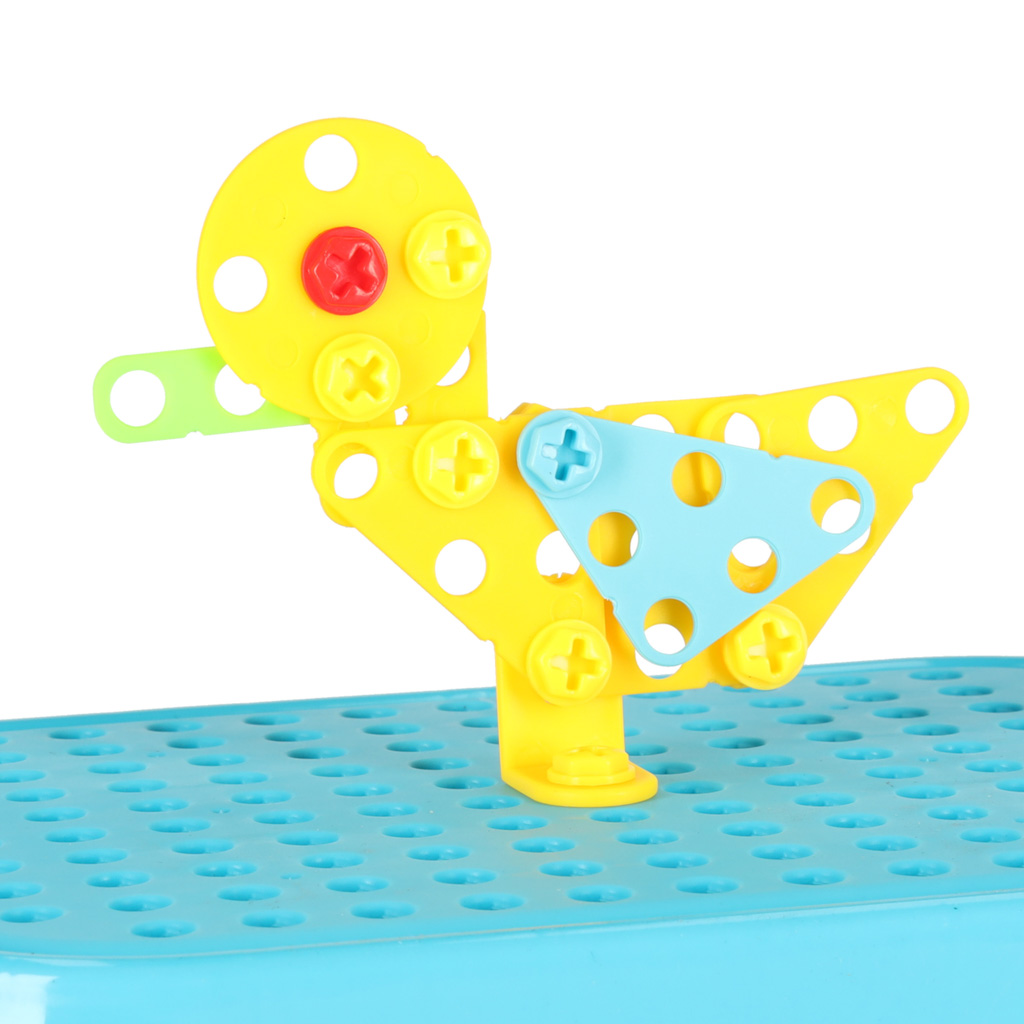 Klocki konstrukcyjne układanka w walizce kreatywna mozaika + wkrętarka pojazdy - obrazek 6