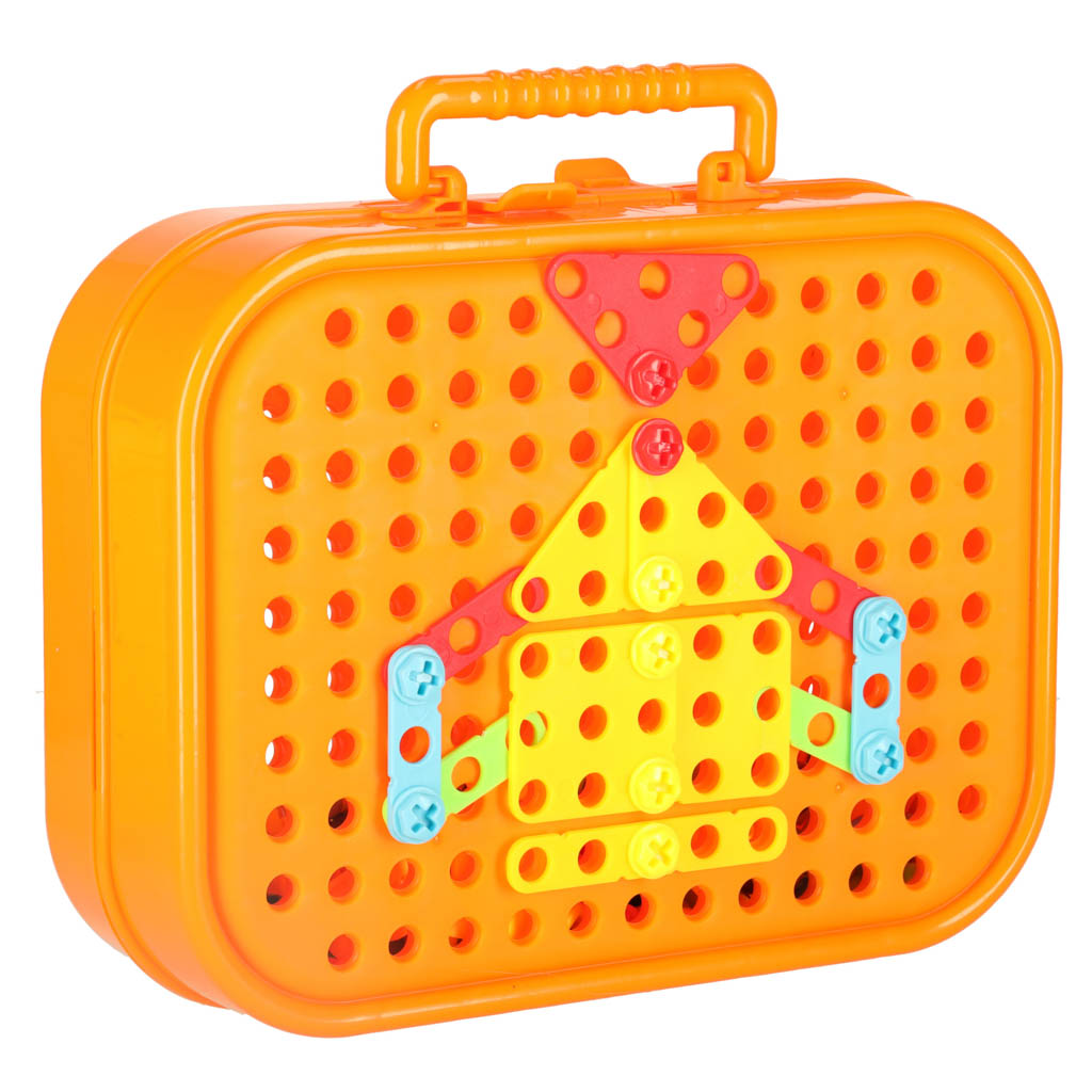 Klocki konstrukcyjne układanka w walizce kreatywna mozaika + wkrętarka kosmos - obrazek 4
