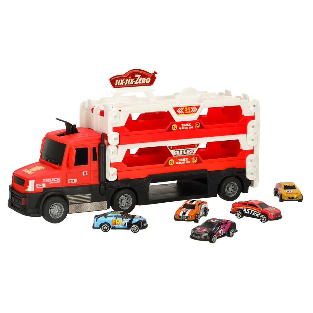 TIR Laweta samochód transporter pojazd składany 6 aut czerwony - obrazek 4