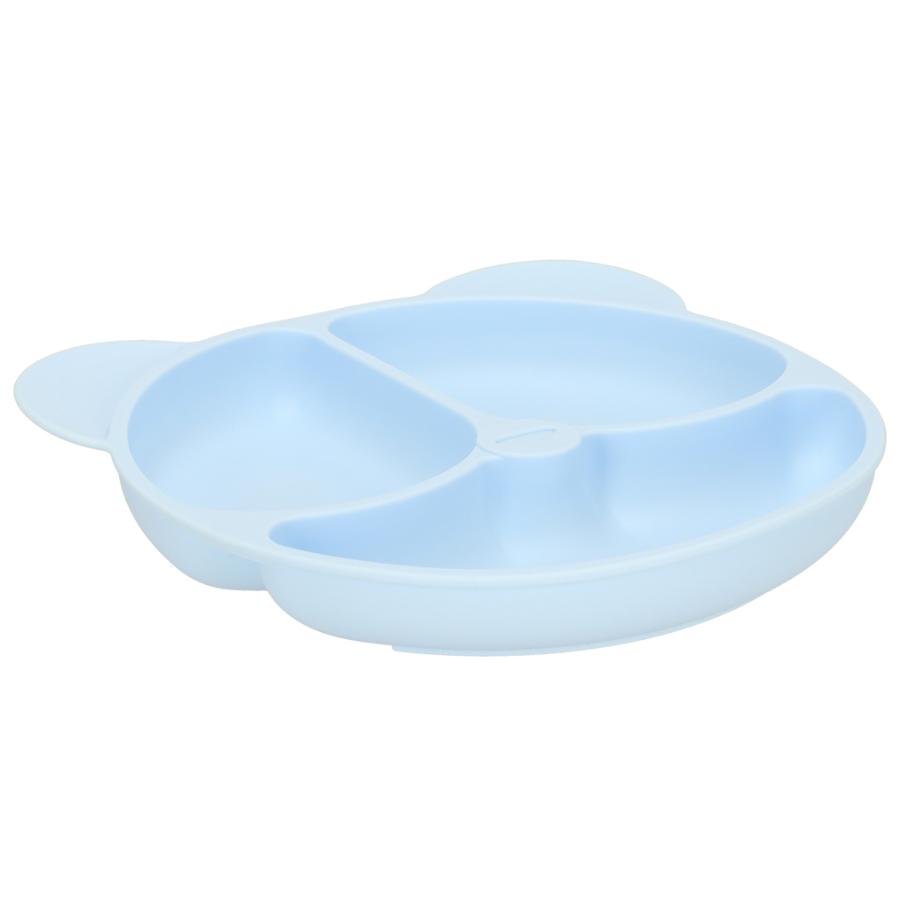 Naczynia silikonowe dla dzieci niemowląt zestaw stołowy 4 elementów miś niebieski - obrazek 5
