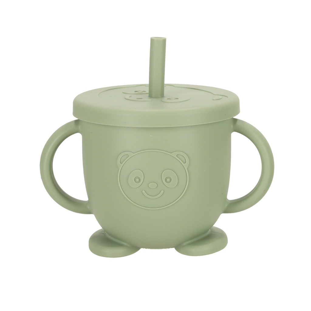 Naczynia silikonowe dla dzieci sowa zestaw 8 elementów zielone - obrazek 4