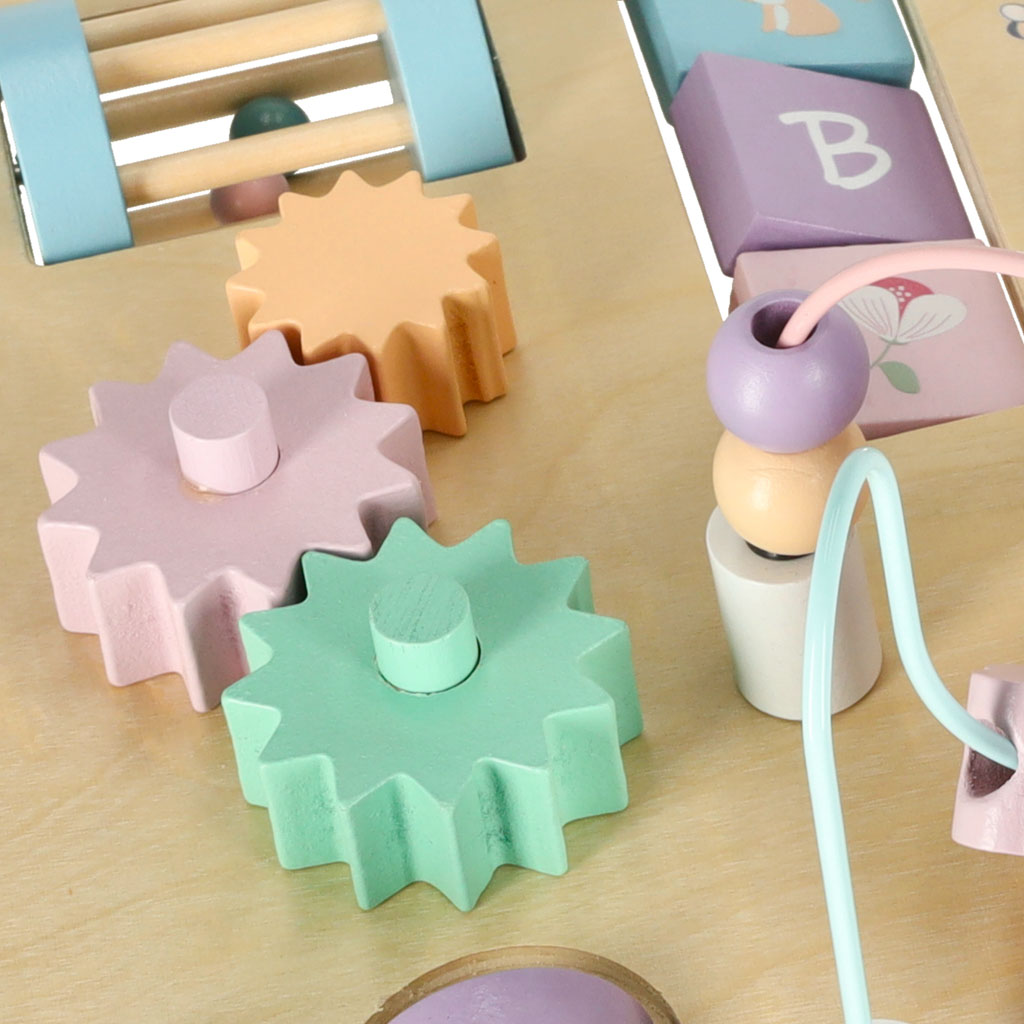 Tablica manipulacyjna LULILO LUDO stolik drewniany sensoryczny różowy - obrazek 5