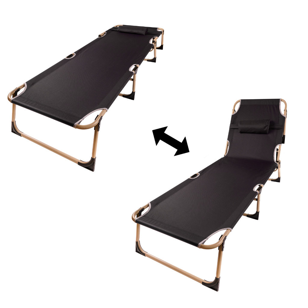 Łóżko polowe składane turystyczne kanadyjka leżanka z regulacją 193 cm szare - obrazek 4