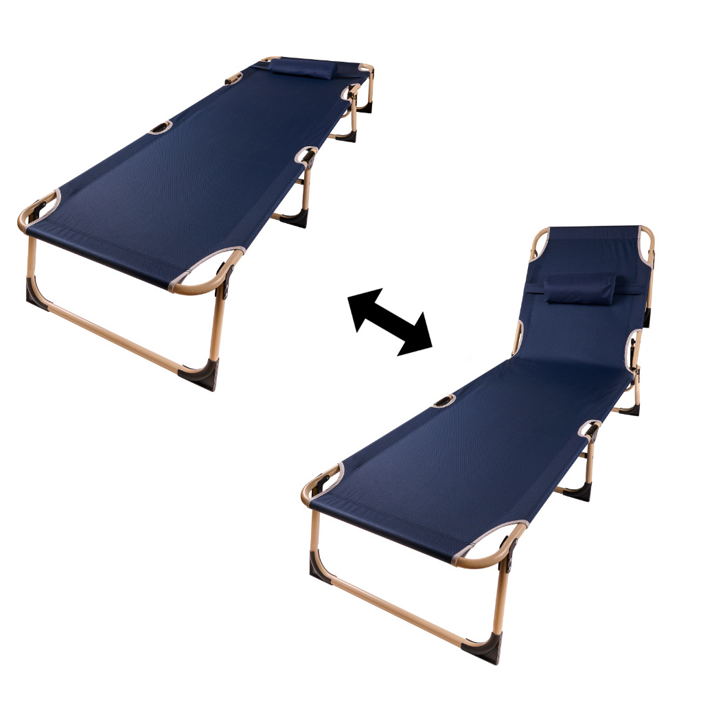 Łóżko polowe składane turystyczne kanadyjka leżanka z regulacją 193 cm granat - obrazek 4