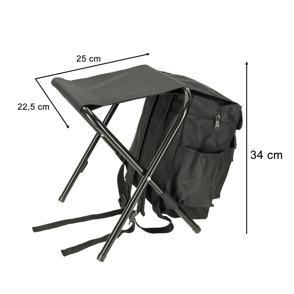 Krzesło wędkarskie turystyczne składane plecak czarne 10l - obrazek 6