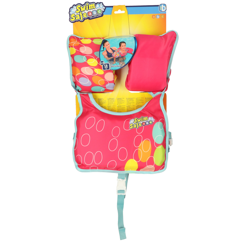 Kamizelka piankowa z rękawkami do pływania kapok dla dzieci 3-6 lat 19-30 kg BESTWAY 32174 różowa - obrazek 7