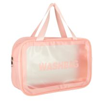 Kosmetyczka podróżna przezroczysta transparentna wodoodporna organizer do samolotu 3 sztuki różowa