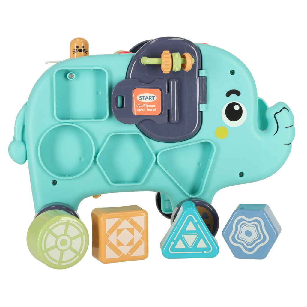 Słonik tablica manipulacyjna montessori wbijak sorter klocki młotek 26cm - obrazek 3