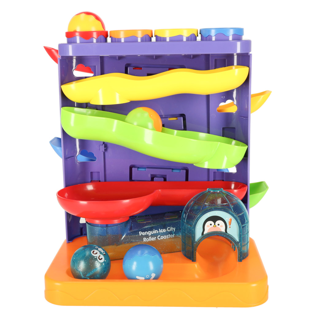 Tor kulkowy interaktywny kulodrom wbijak kulek z młoteczkami 3w1 pingwin + autko - obrazek 7