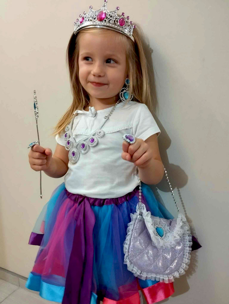 Kostium strój karnawałowy przebranie królowa księżniczka korona torebka 9 elementów - obrazek 8