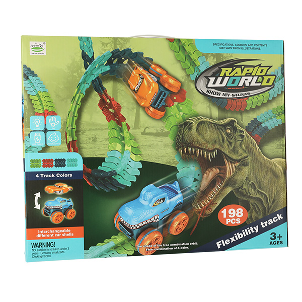 Tor wyścigowy elastyczny samochodowy auta zjeżdżalnie 198el. 132cm - obrazek 8