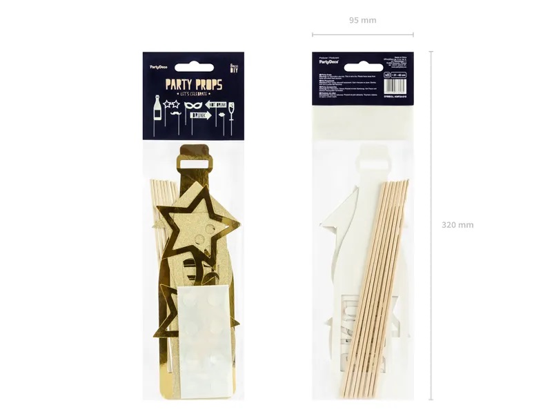 Gadżety rekwizyty do zdjęć Let's Celebrate złoty fotobudka 8 elementów - obrazek 3