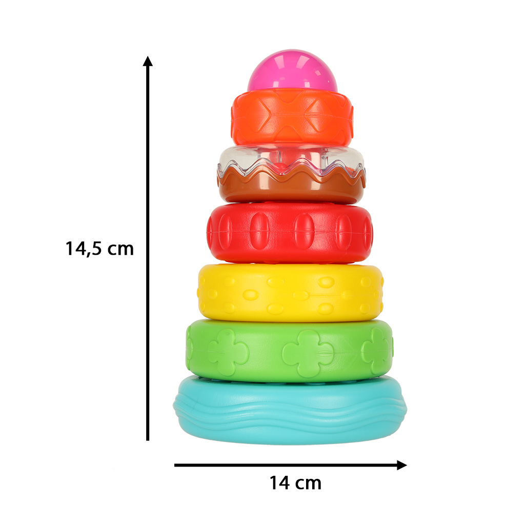 Piramida wieża edukacyjna z kółek układanka sensoryczna kolorowa Montessori - obrazek 5