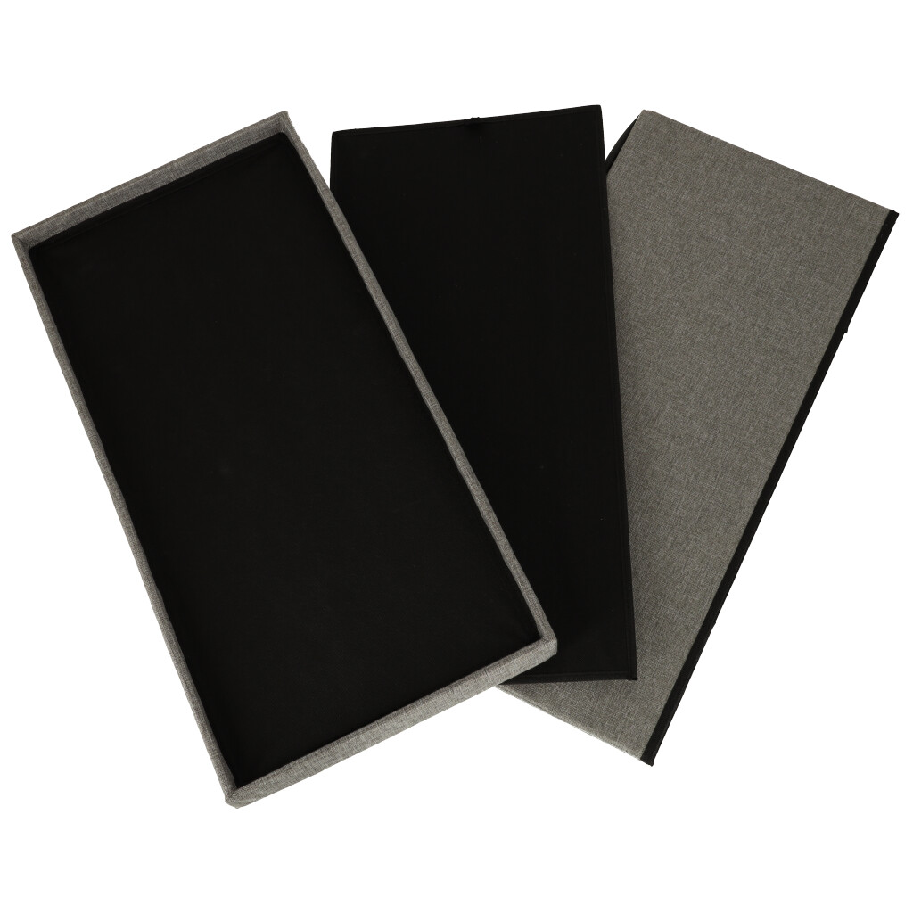 Puf składany ze schowkiem szary duży 76x38x38cm - obrazek 5