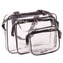Kosmetyczka przezroczysta transparentna podróżna organizer do samolotu 3 sztuki