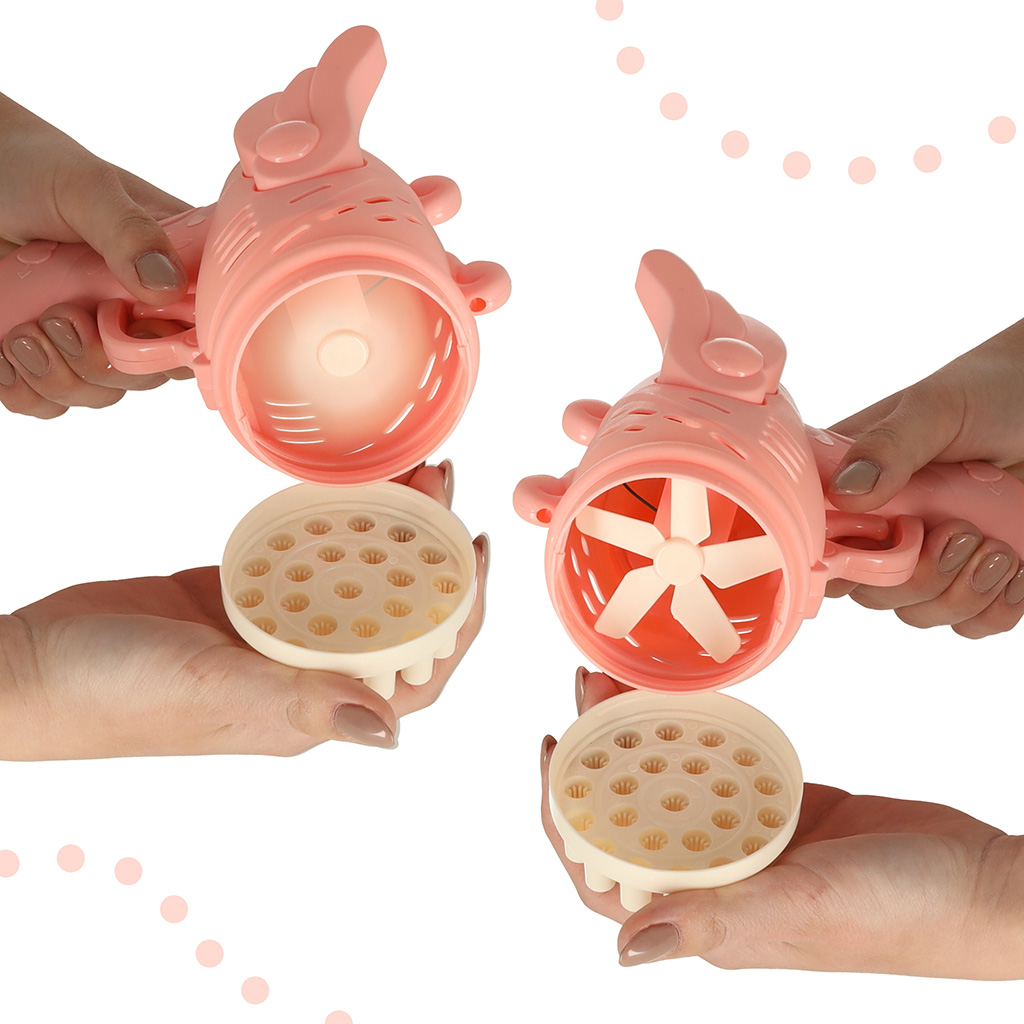 Pistolet do baniek mydlanych bańki mydlane ze skrzydłami różowy - obrazek 3