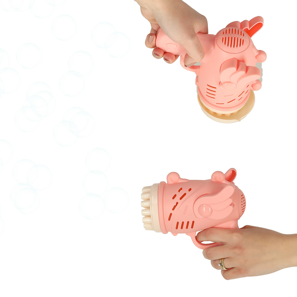 Pistolet do baniek mydlanych bańki mydlane ze skrzydłami różowy - obrazek 6