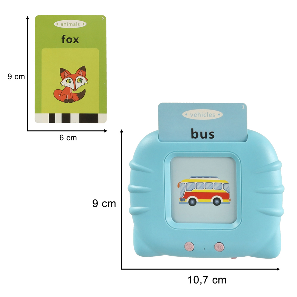 Zabawka edukacyjna czytnik do fiszek kart edukacyjnych do nauki słówek z języka angielskiego 112 kart niebieski - obrazek 8