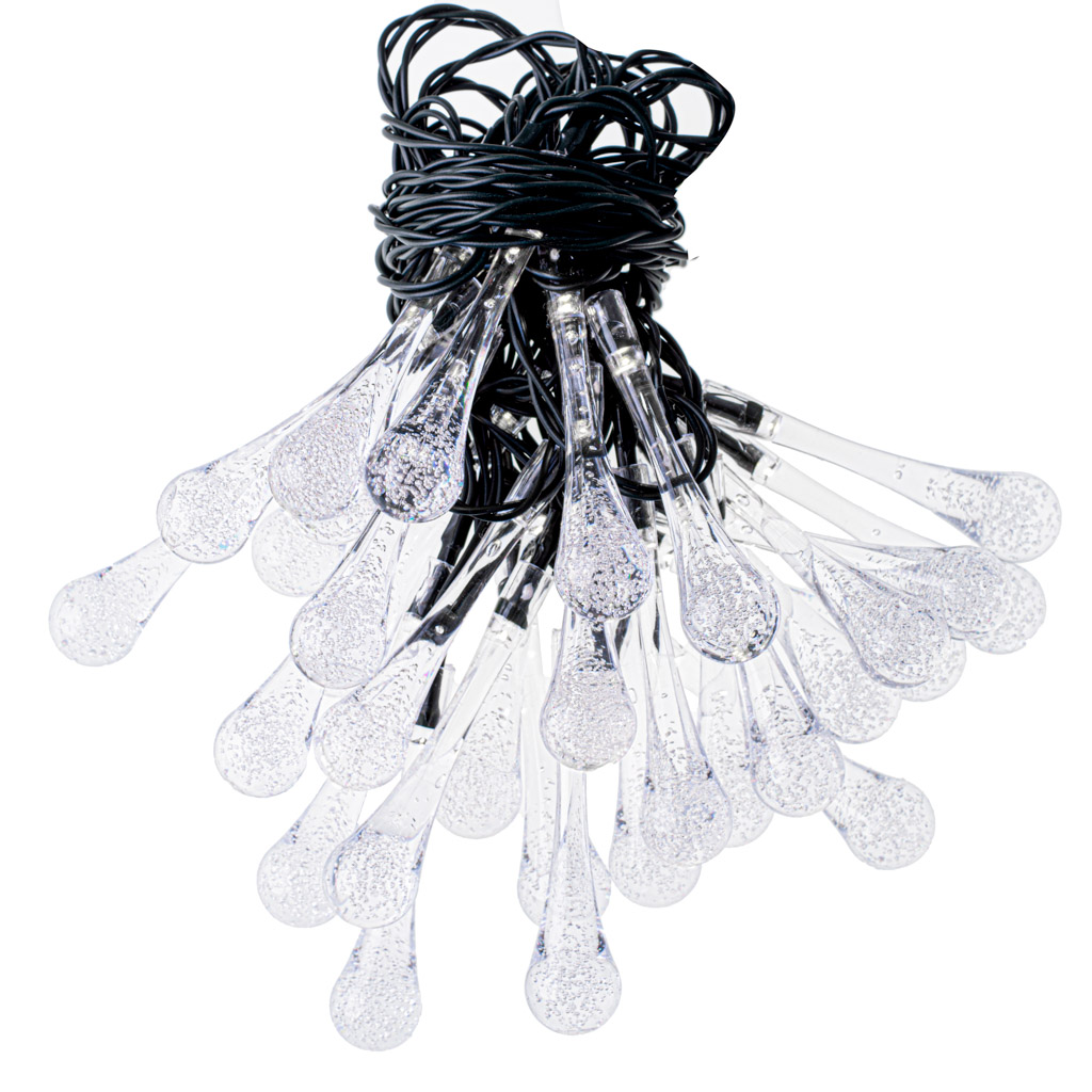 Lampki solarne ogrodowe łezki 6,5m 30LED ciepły biały - obrazek 4