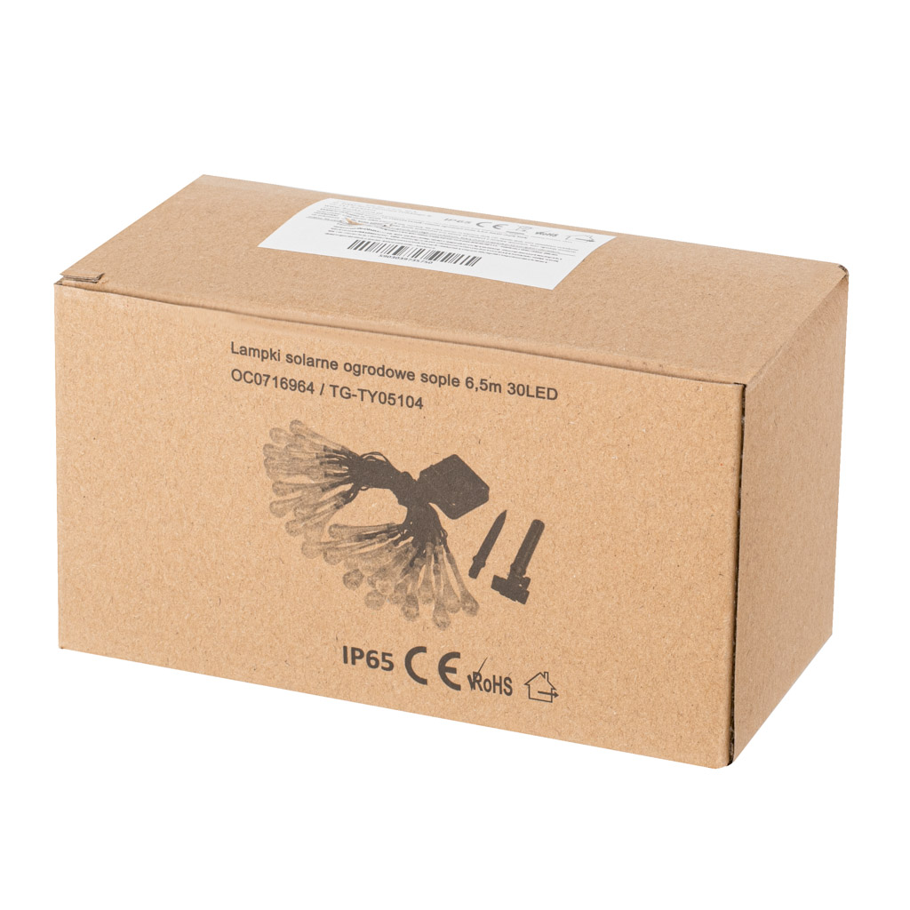 Lampki solarne ogrodowe łezki 6,5m 30LED ciepły biały - obrazek 7