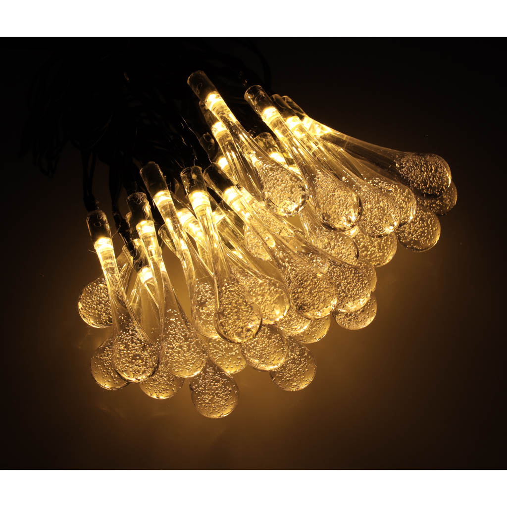 Lampki solarne ogrodowe łezki 6,5m 30LED ciepły biały - obrazek 8