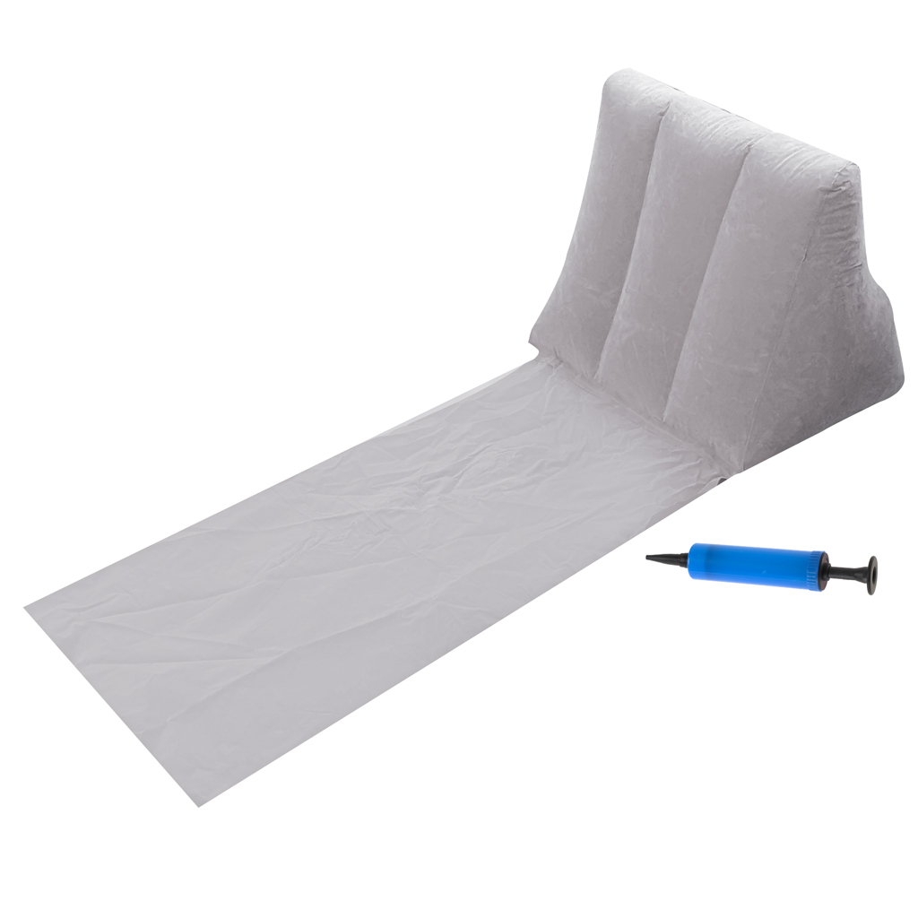 Mata plażowa z dmuchanym oparciem leżak na plażę do domu ogrodu z poduszką uniwersalny szary - obrazek 5