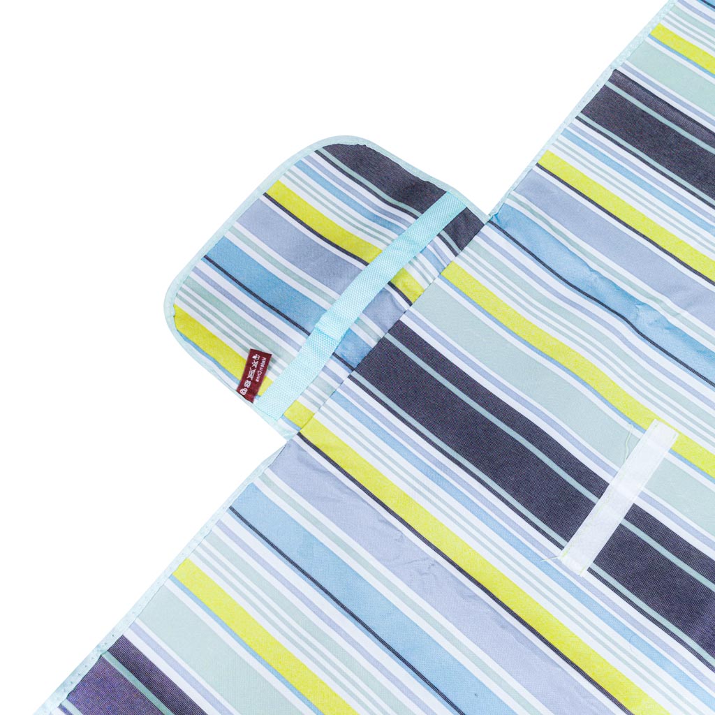 Mata plażowa wodoodporna koc piknikowy plażowy składany torba XXL 200x200cm niebieska - obrazek 4