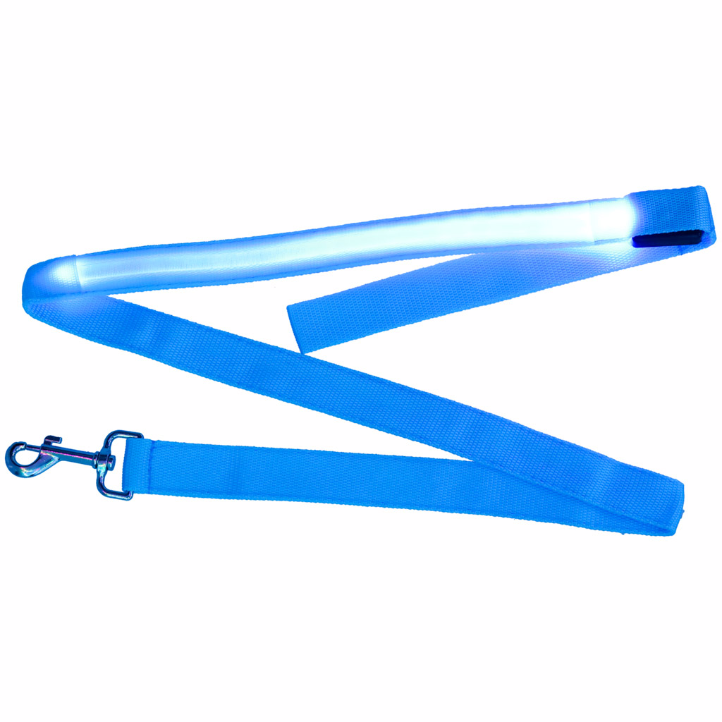 Smycz dla psa kota świecąca spacer jesień zima noc LED 1,2 m niebieska - obrazek 4