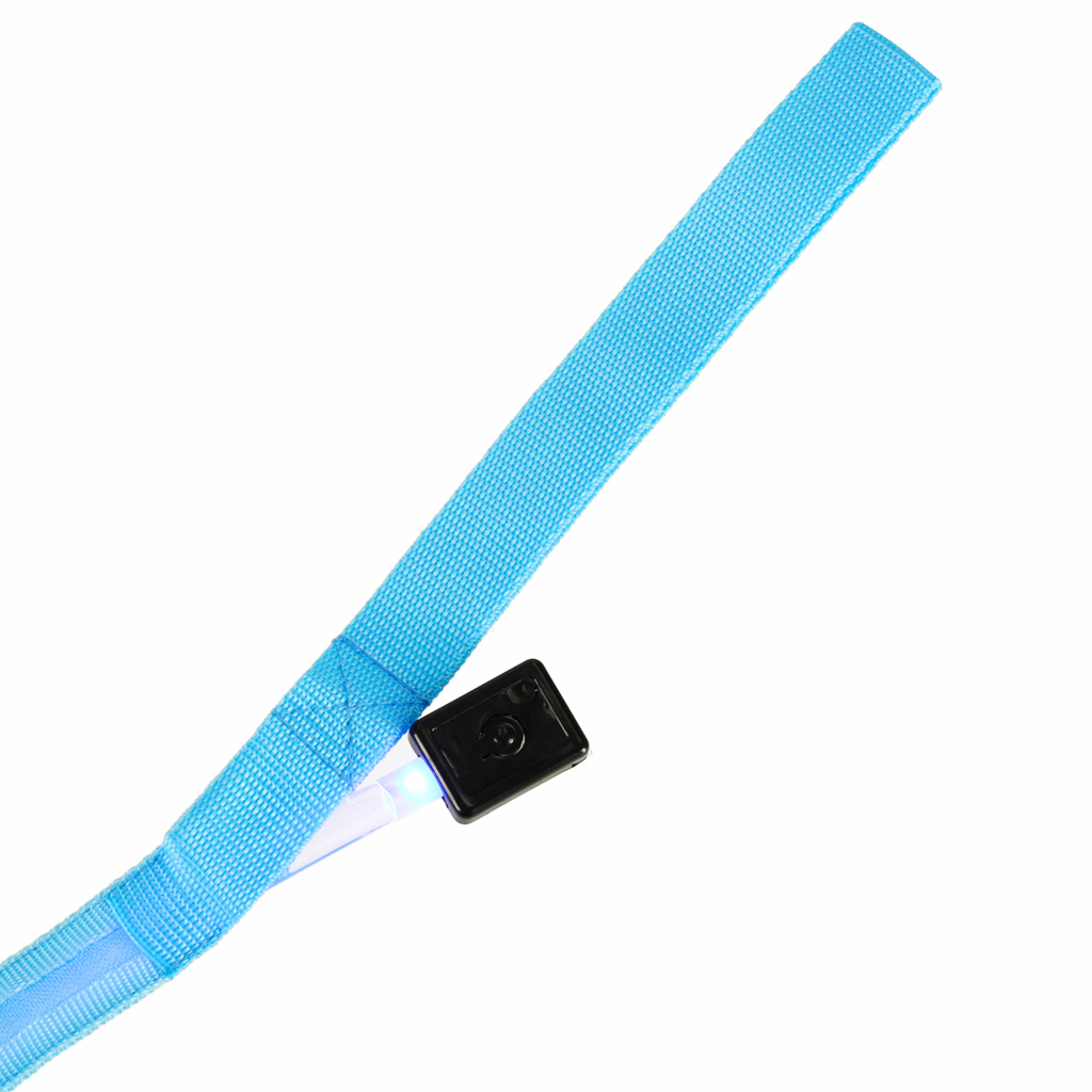 Smycz dla psa kota świecąca spacer jesień zima noc LED 1,2 m niebieska - obrazek 5