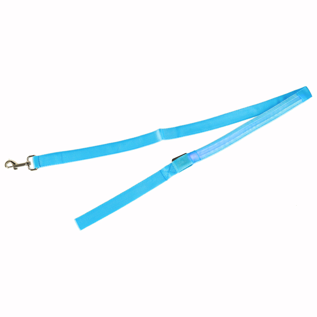 Smycz dla psa kota świecąca spacer jesień zima noc LED 1,2 m niebieska - obrazek 6