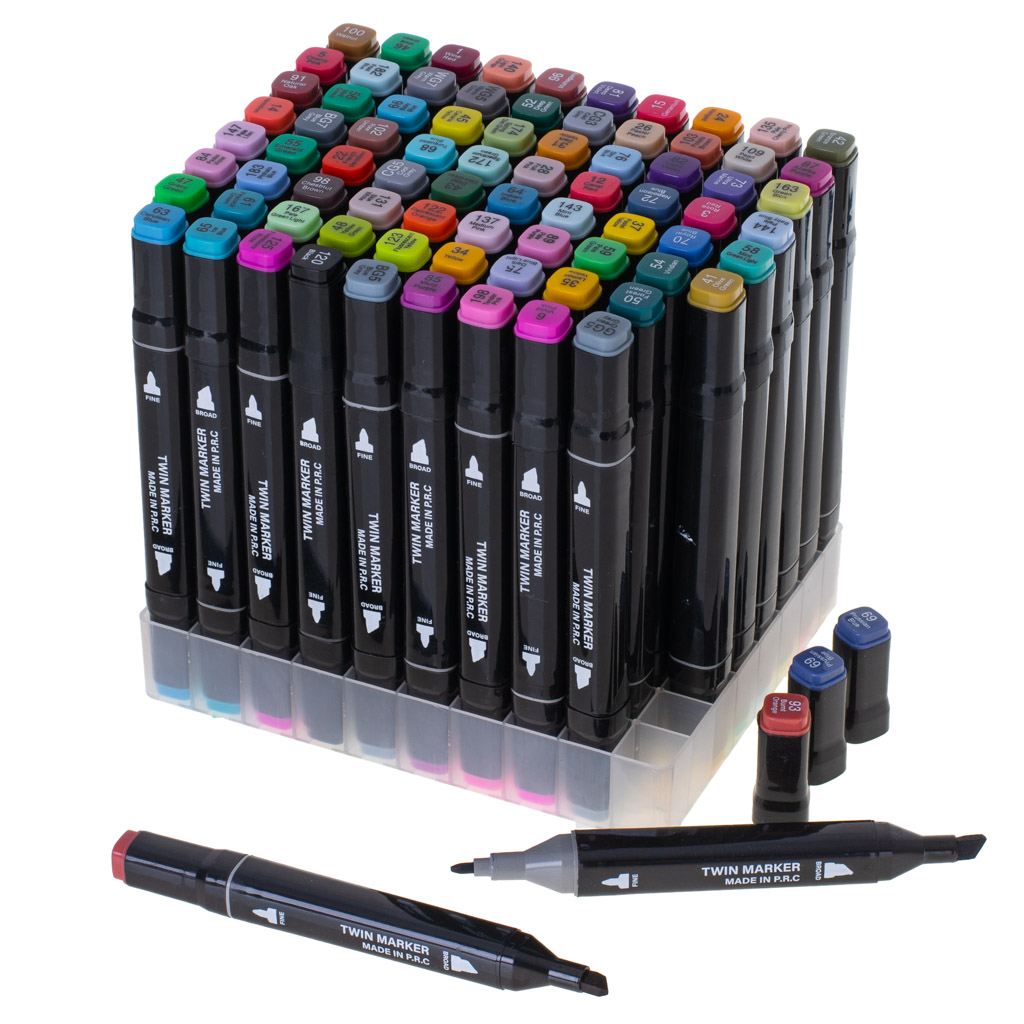 Markery dwustronne mazaki alkoholowe w etui 80 + podstawka - obrazek 6