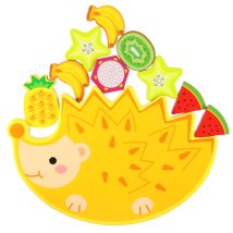 Gra zręcznościowa montessori układanka balansująca klocki drewniane jeż nawlekane owoce