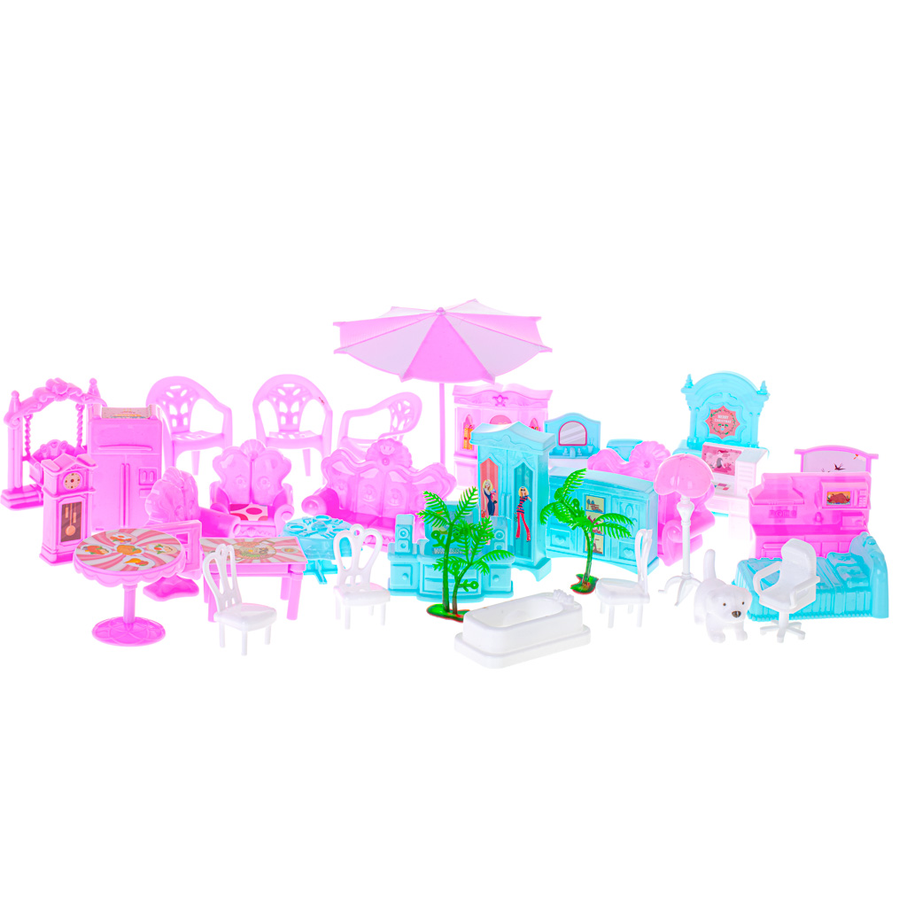 Domek dla lalek willa różowa DIY 4 poziomy mebelki 61cm - obrazek 3