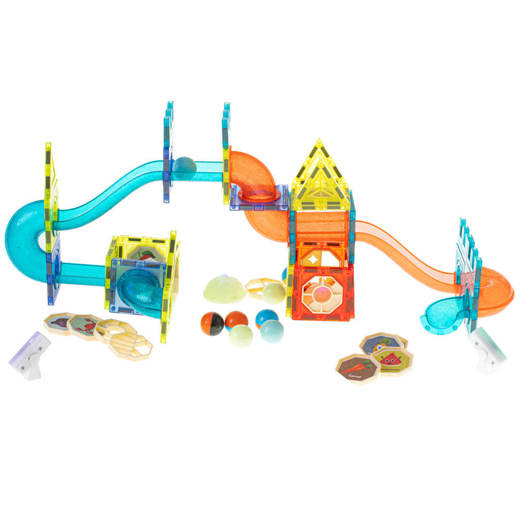 Klocki magnetyczne marble tor kulkowy świecący 75 elementów - obrazek 5