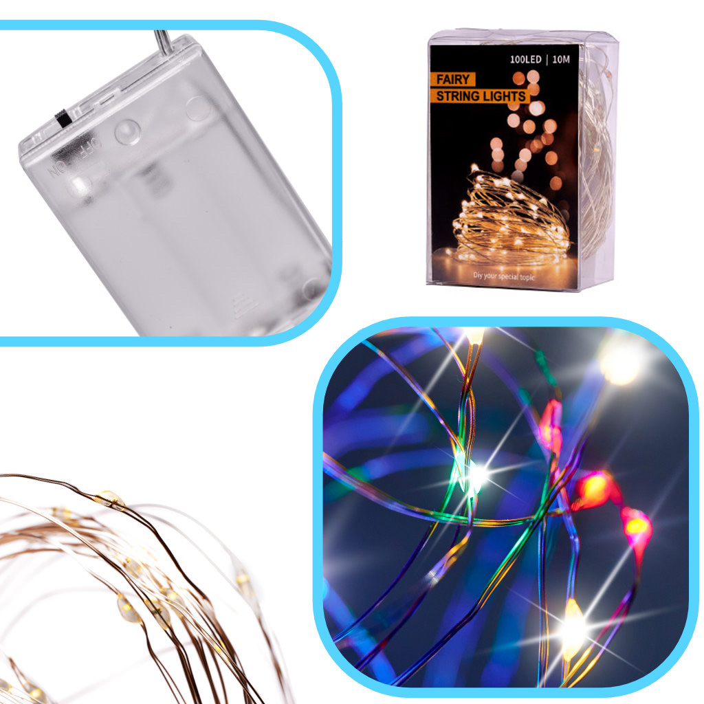 Lampki LED druciki dekoracyjne świąteczne choinkowe 10m 100LED multikolor - obrazek 4