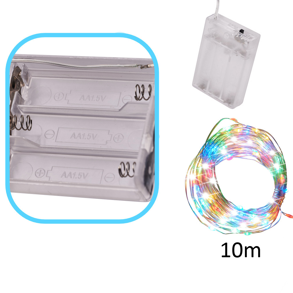 Lampki LED druciki dekoracyjne świąteczne choinkowe 10m 100LED multikolor - obrazek 5