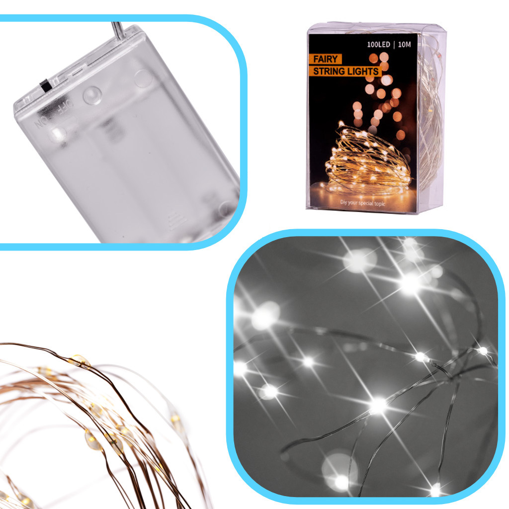 Lampki LED druciki dekoracyjne świąteczne choinkowe 5m 50LED zimny biały - obrazek 4