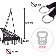 Huśtawka LULILO fotel bocianie gniazdo z poduszką czarne 80cm 150kg