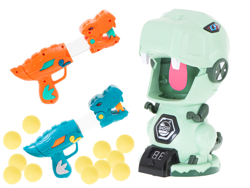 Głodny dinozaur strzelanie do celu gra zręcznościowa zestaw 2 pistolety na kulki 20 kul - obrazek 3
