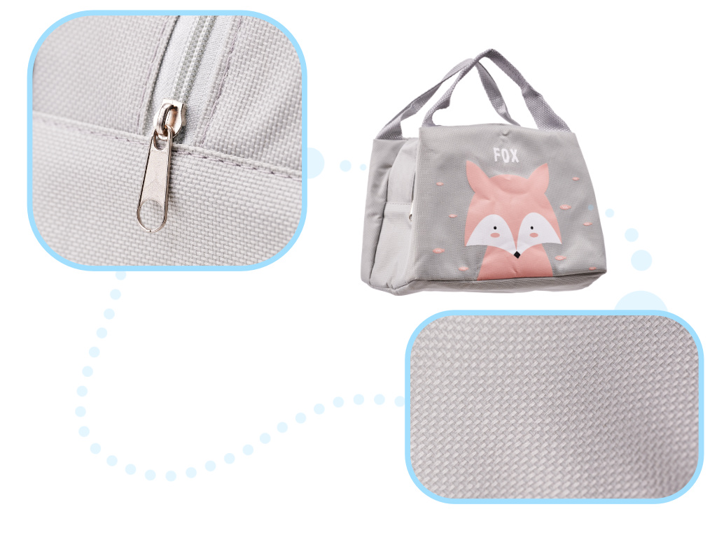 Torba termiczna na lunch jedzenie śniadaniowa izolacyjna lis różowy - obrazek 3