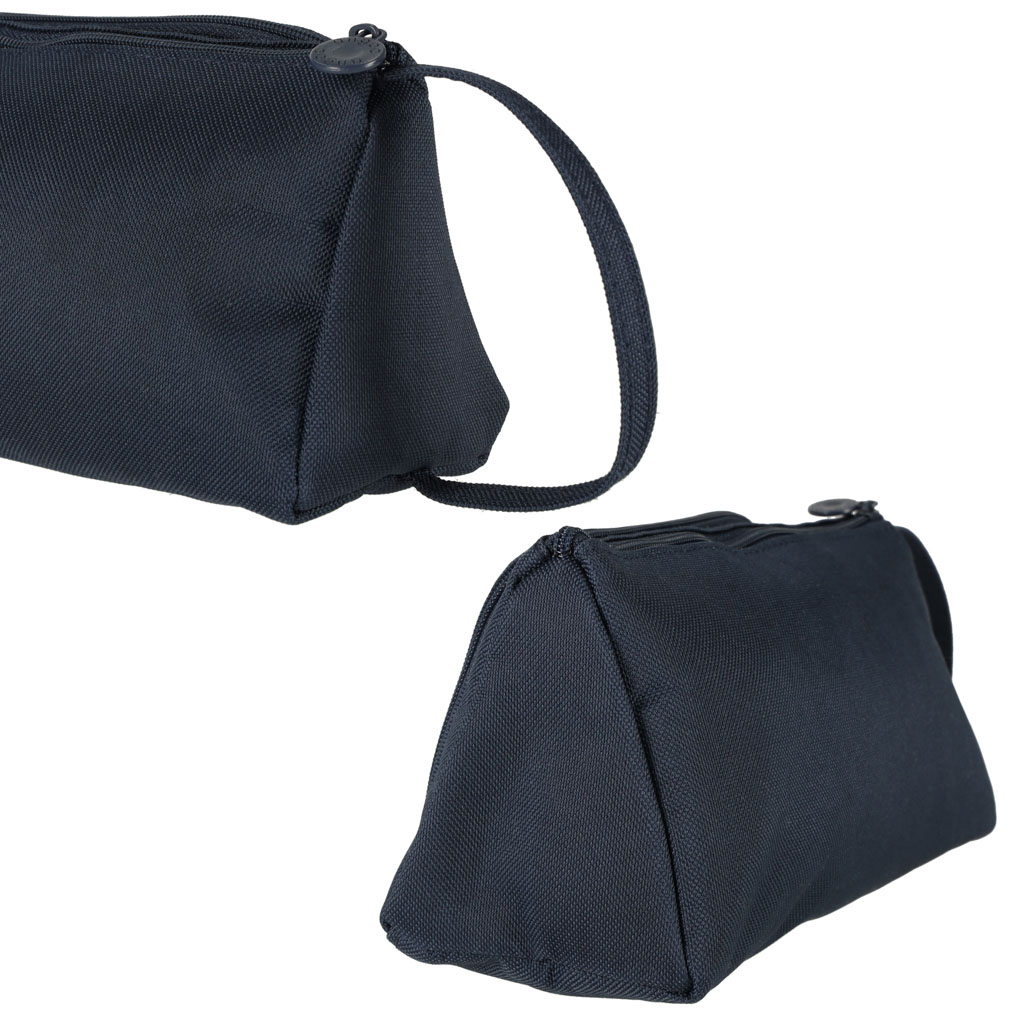 Piórnik szkolny dwukomorowy saszetka kosmetyczka rozkładany 3w1 granatowy - obrazek 5