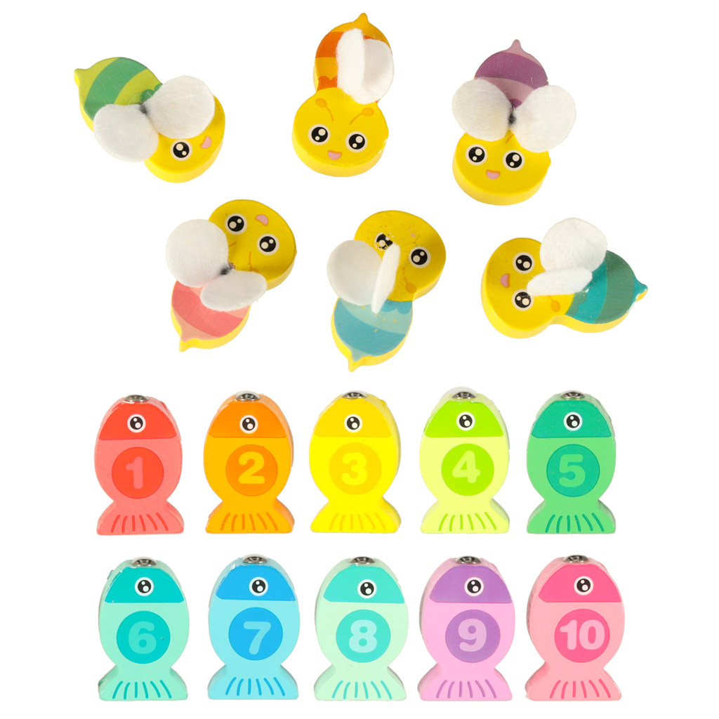 Gra drewniana rybki łowienie rybek na magnes pszczółki montessori - obrazek 4