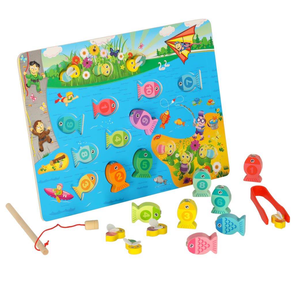 Gra drewniana rybki łowienie rybek na magnes pszczółki montessori - obrazek 6