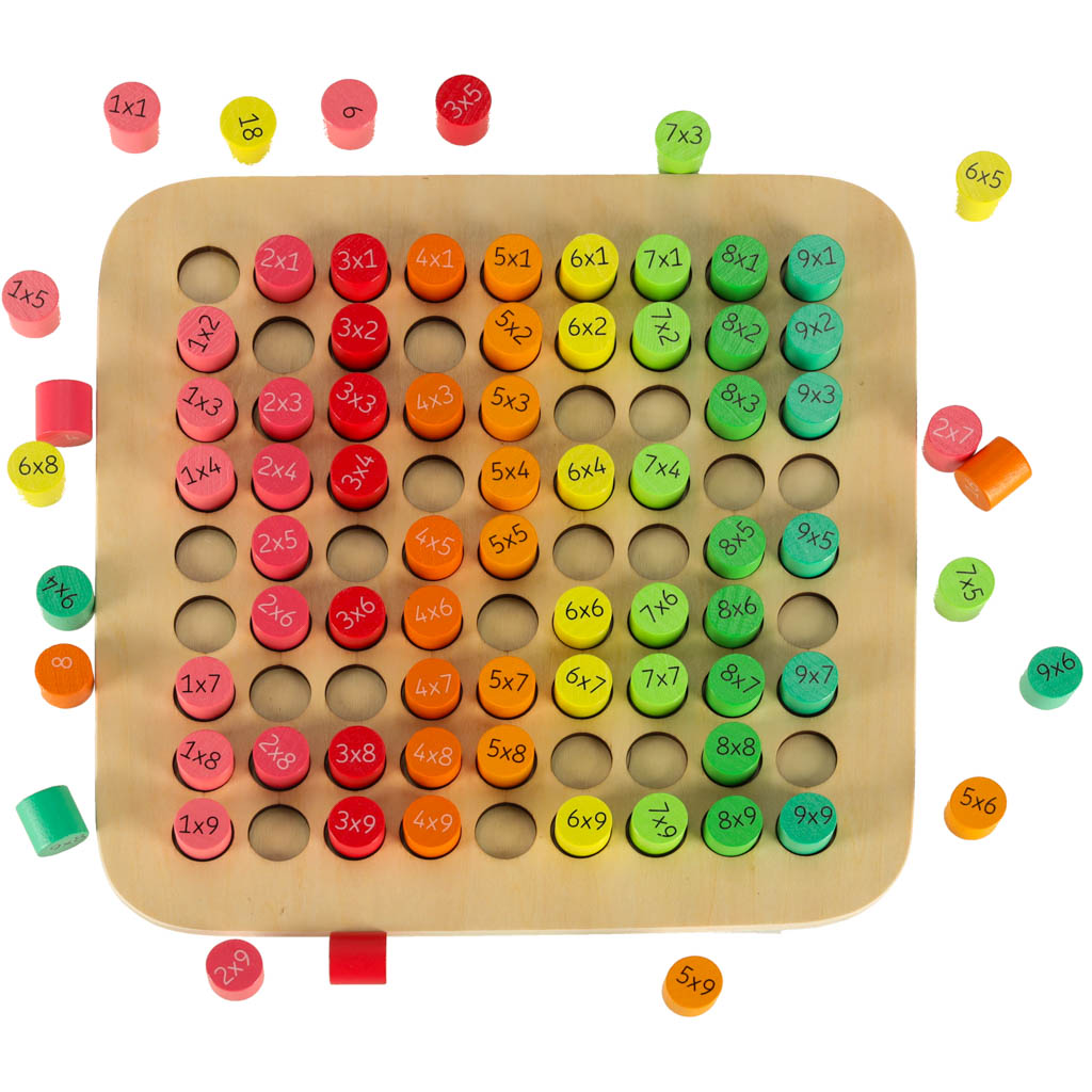 Zestaw edukacyjny nauka liczenia tabliczka mnożenia okrągła drewniana - obrazek 5