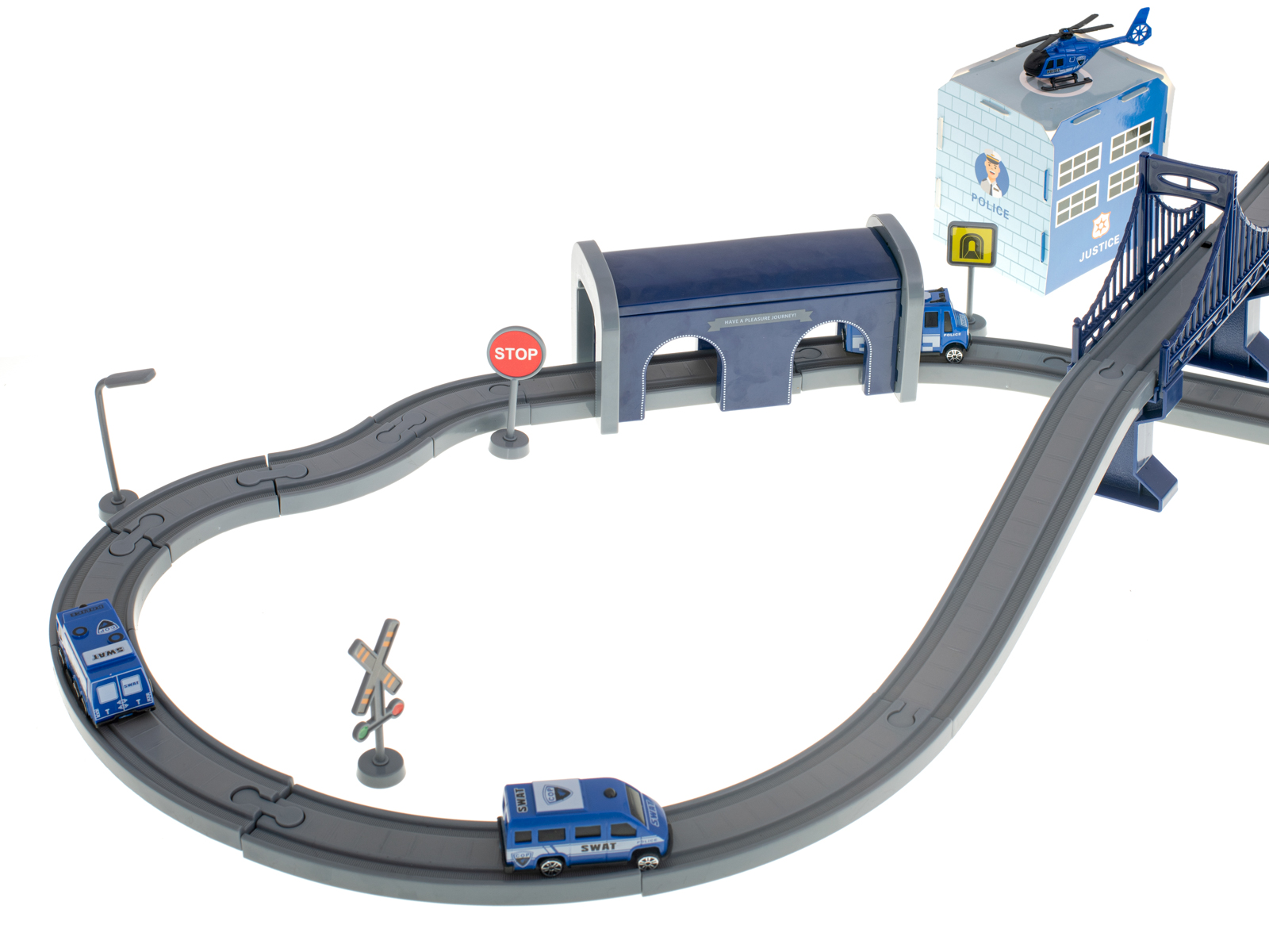 Kolejka elektryczna pociąg policja autka 92 elementy ~300cm - obrazek 5