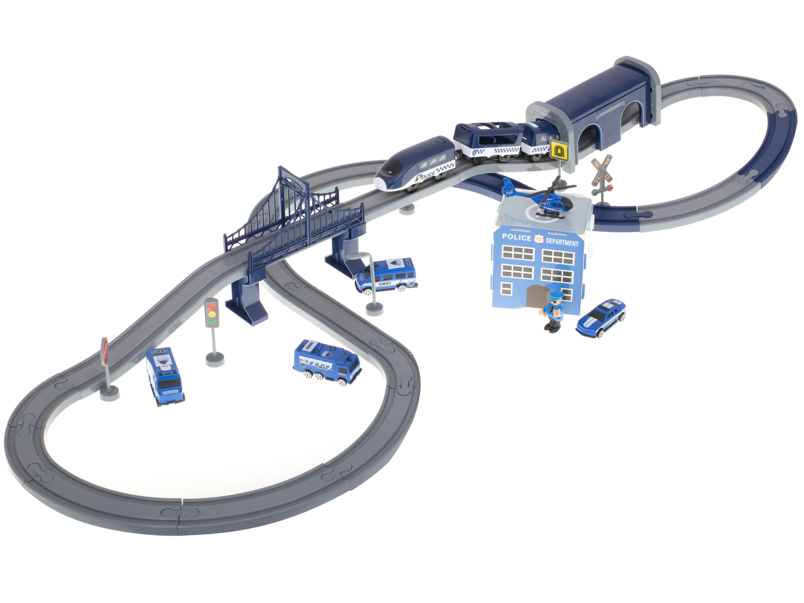 Kolejka elektryczna pociąg policja autka 92 elementy ~300cm - obrazek 7