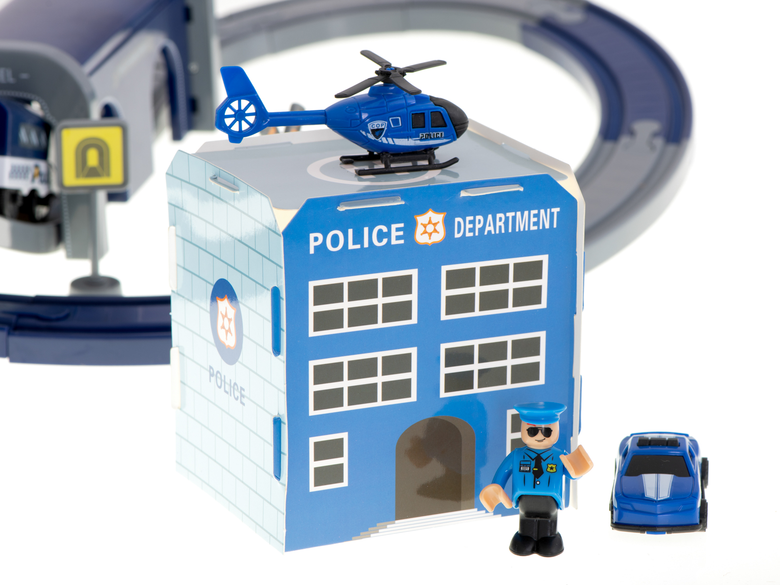 Kolejka elektryczna pociąg policja autka 92 elementy ~300cm - obrazek 8