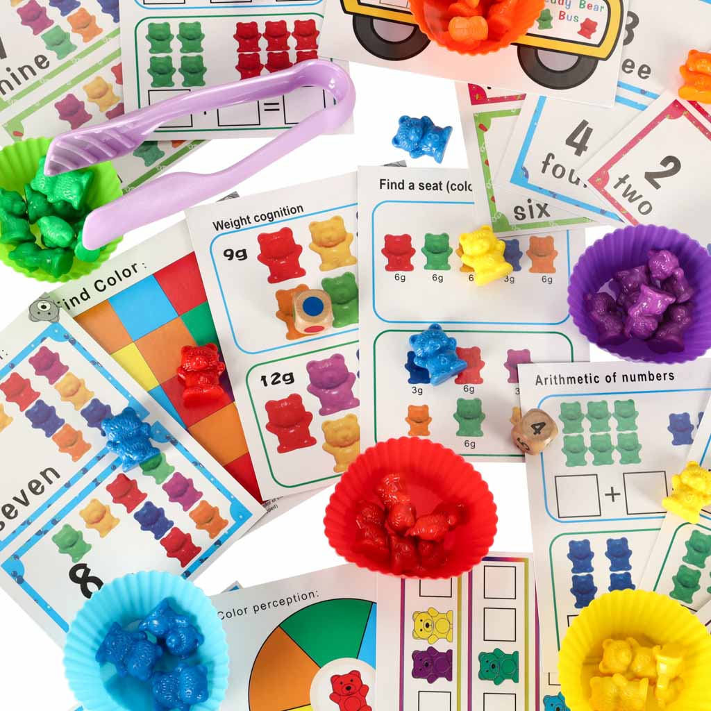 Misie edukacyjne gra nauka liczenia rozpoznawanie kolorów zestaw montessori rozwój zabawa 44el. - obrazek 8