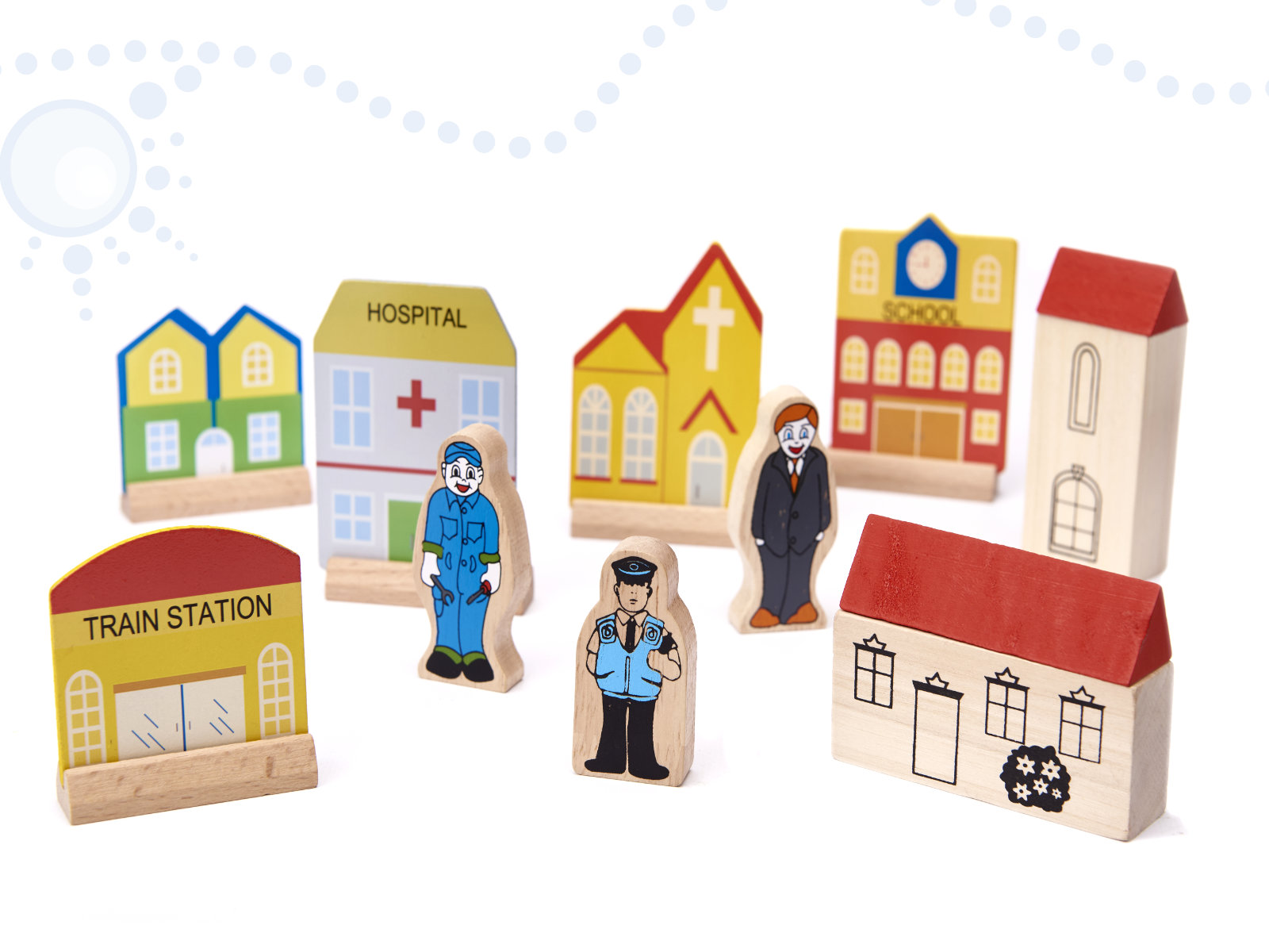 Kolejka drewniana pociąg tor samochodowy 70 elementów - obrazek 6